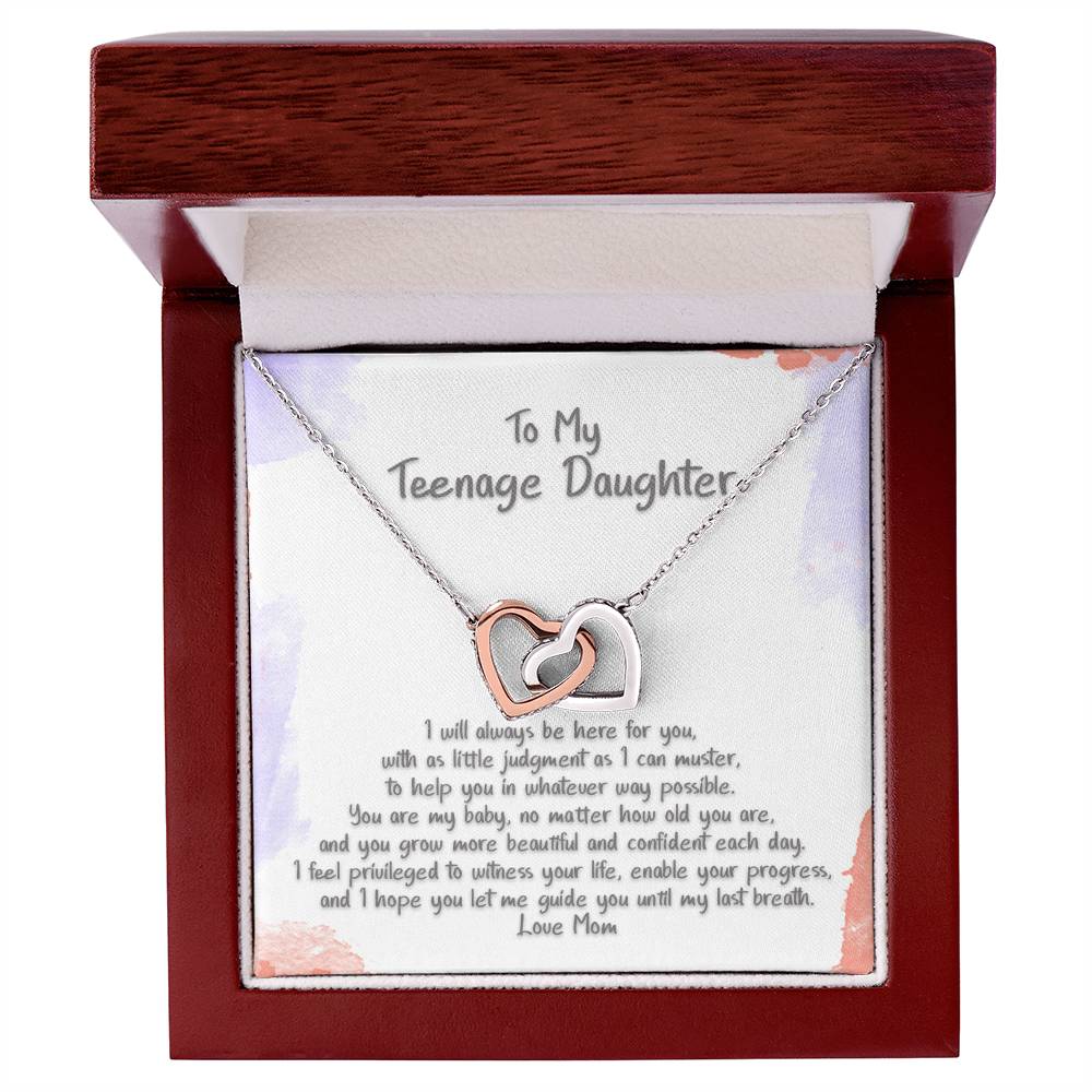 Teenage Daughter Let Me Guide You Hearts Locked Necklace Interlocking Hearts Necklace