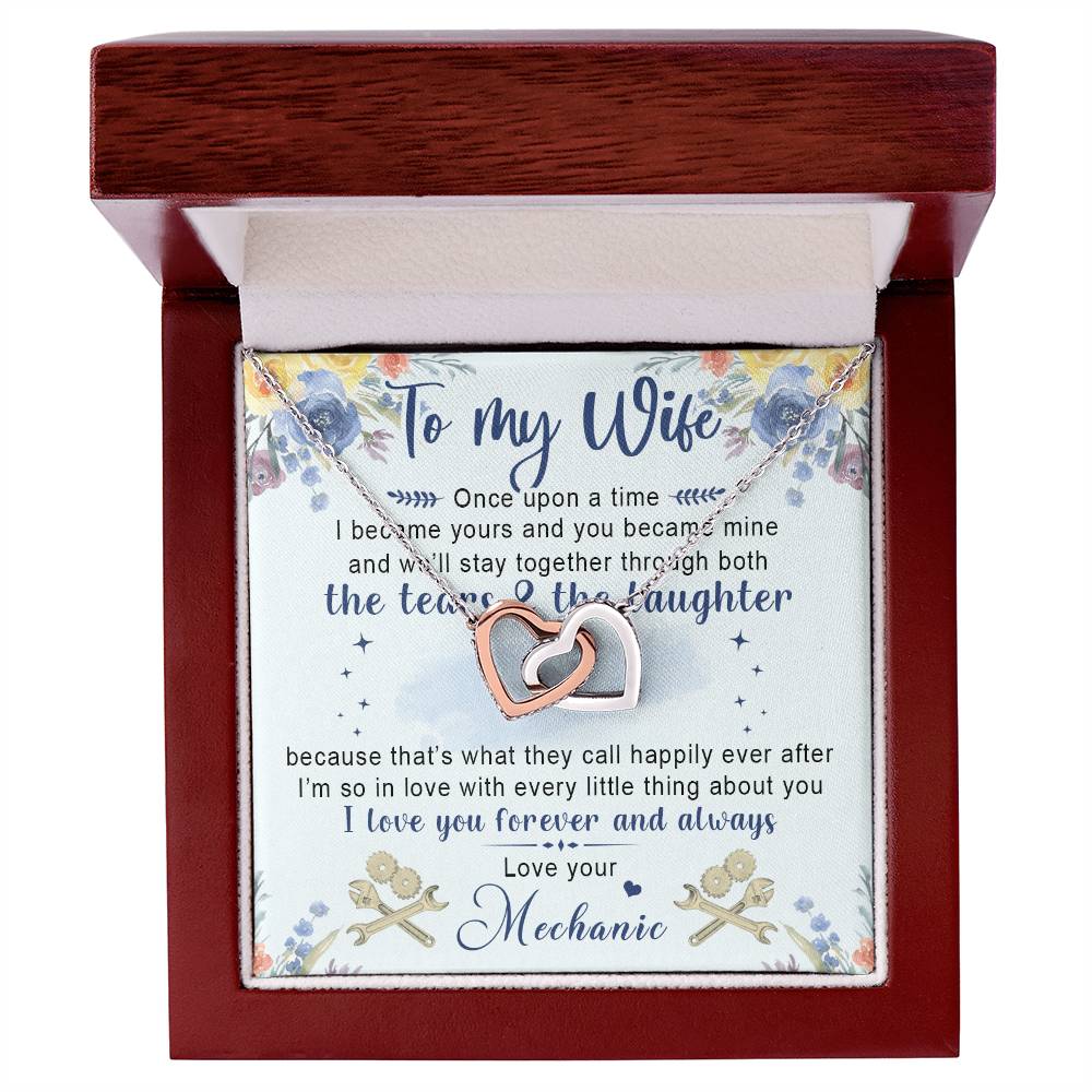 Gift For The Wife'S Mechanic Interlocking Hearts Necklace