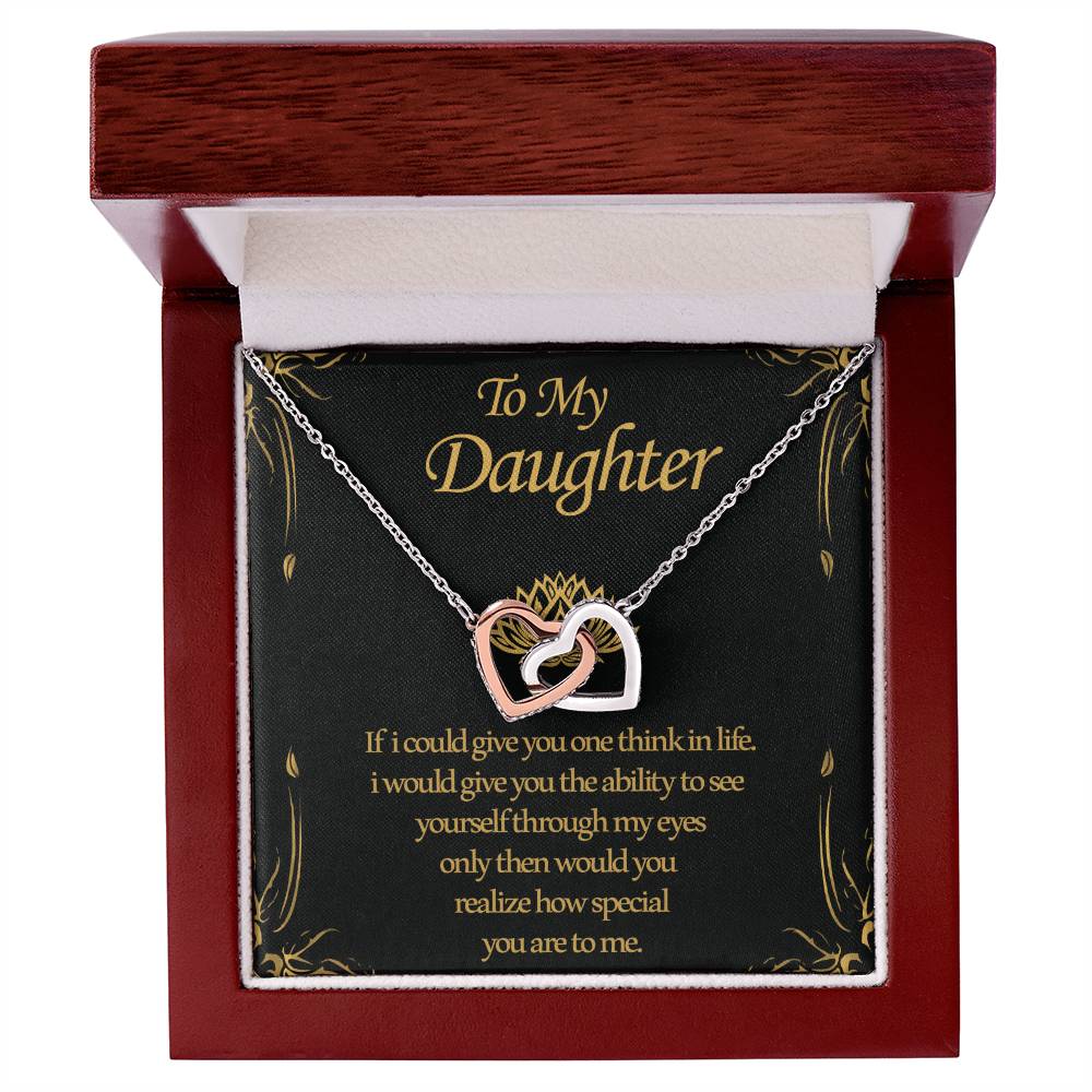 To My Daughter - Two Hearts Interlocking Hearts Necklace