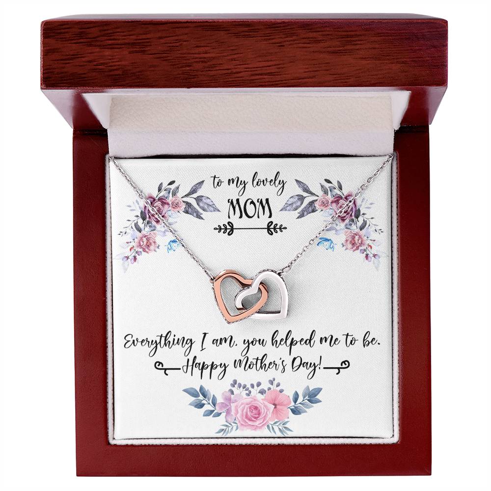 Gift For Mom For Mother'S Day Two Hearts Embellished With Cubic Zirconia Stones Mom Gift Idea To My Mother Mom Birthday Unique Love Message Interlocking Hearts Necklace