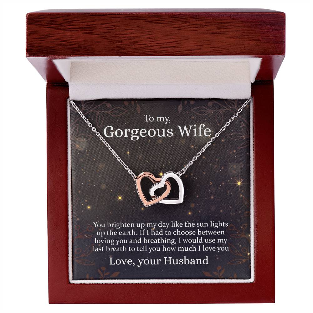 To My Gorgeous Wife - Interlocking Hearts Necklace
