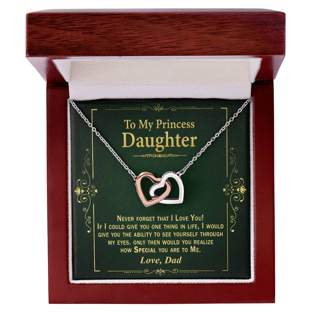 Gift For Daughter From Dad - Interlock Heart Necklace Interlocking Hearts Necklace