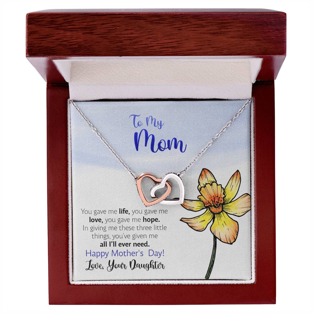 Mother'S Day From Daughter - You Gave Me Hope - Interlocking Hearts Necklace