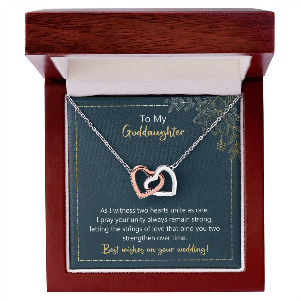 To My Goddaughter Two Unite As One Necklace Interlocking Hearts Necklace
