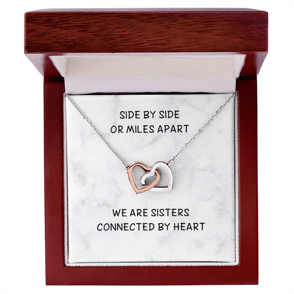 Side By Side Sister Connected By Heart Interlocked Hearts Necklace Interlocking Hearts Necklace