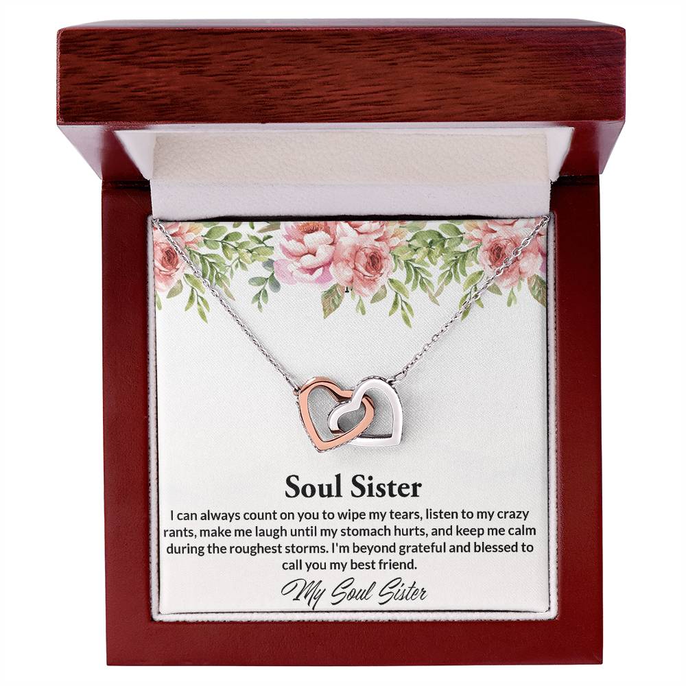 Soul Sisters Necklace Bff Necklace Best Friend Gift Jewelry Interlocking Hearts Necklace