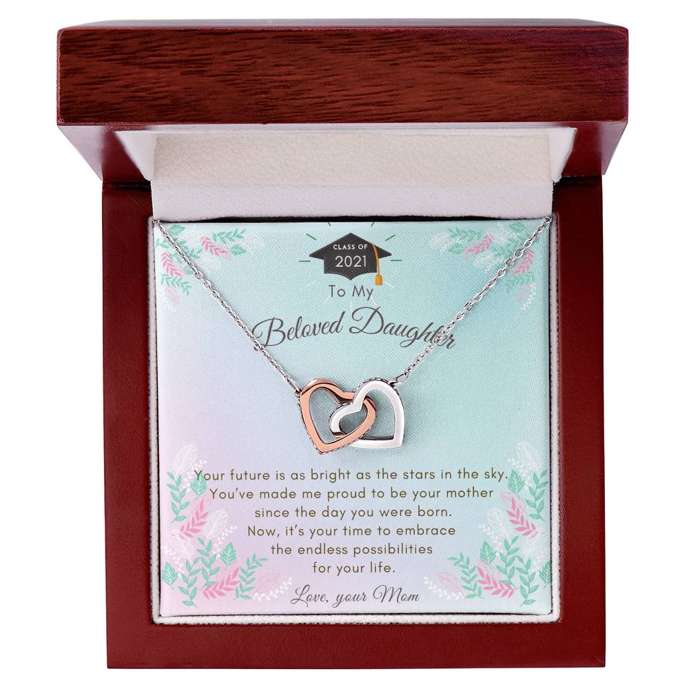 Two Hearts To My Beloved Daughter Necklace Interlocking Hearts Necklace