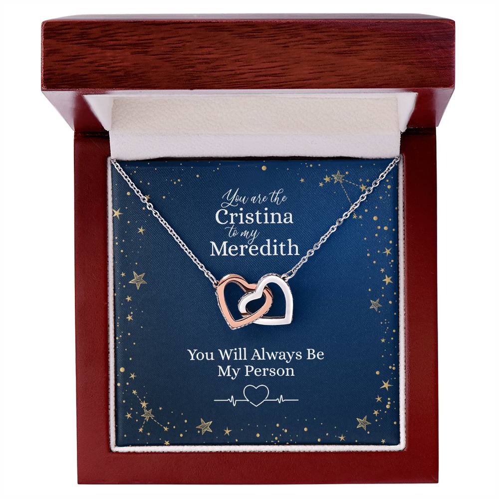 You Are The Christina To My Meredith Heart Necklace Interlocking Hearts Necklace