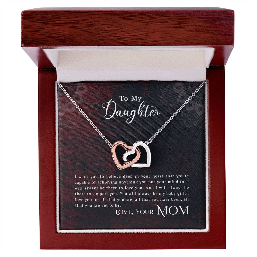 Collection Daughter - You Are Capable Of Achieving Anything Interlocking Hearts Necklace