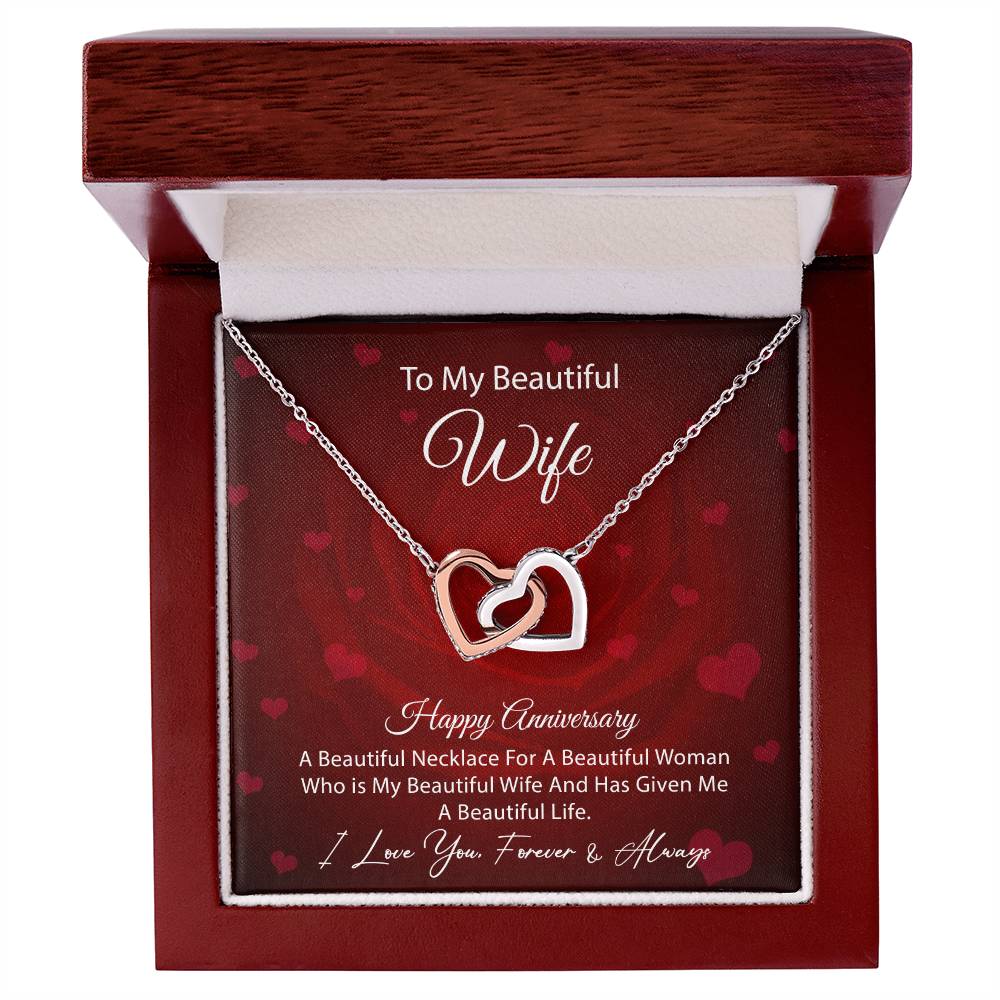 Anniversary Gift For Wife Interlocking Hearts Necklace
