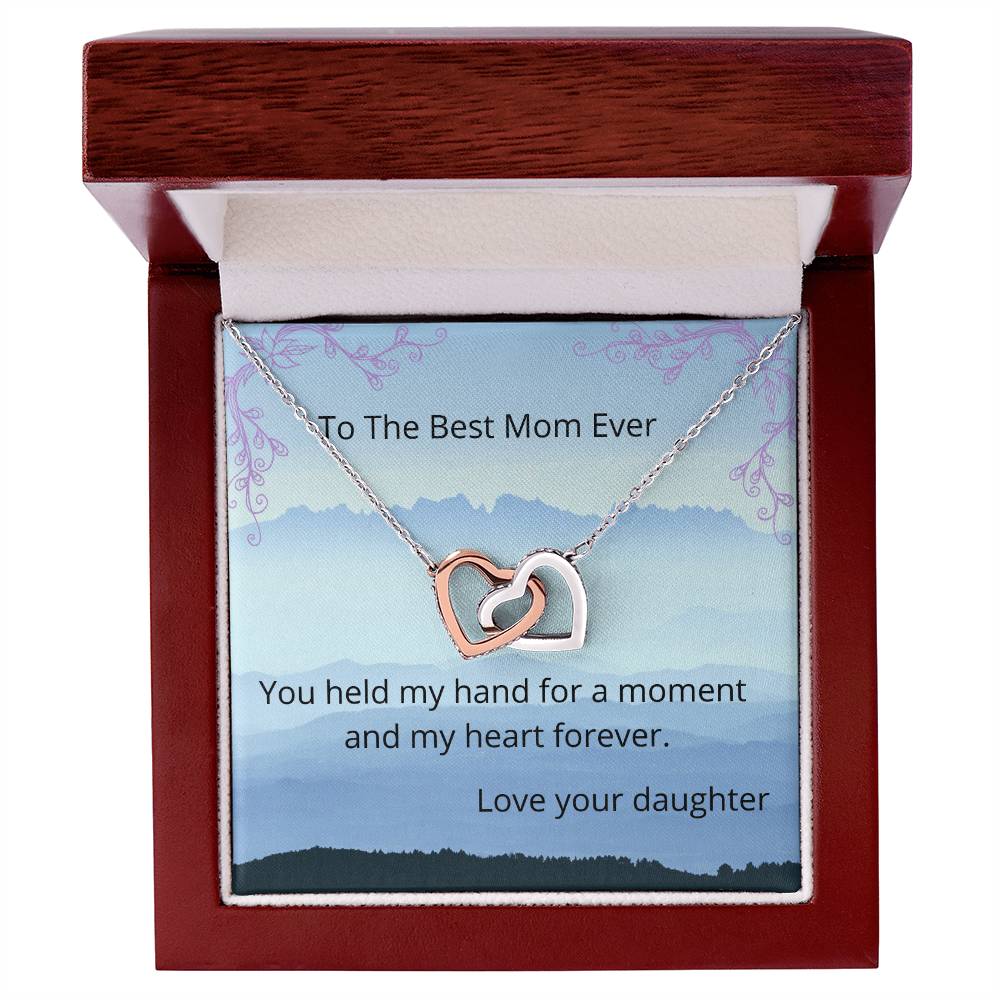 Best Mom Ever Two Hearts Necklace Interlocking Hearts Necklace