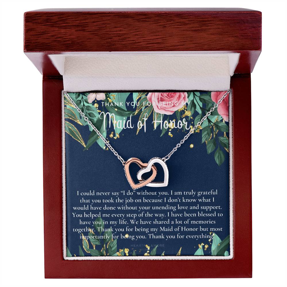 Maid Of Honor Thank You Gift From Bride Bridesmaid Gift Maid Of Honor Gift Necklace Matron Of Honor Gift Thank You Gift From Bride Interlocking Hearts Necklace