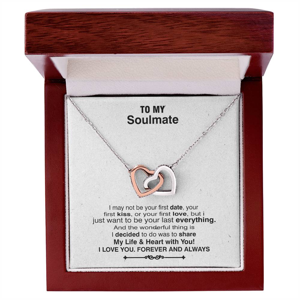 To My Wife Necklace - I May Not Be Your First Date Your First Kiss Or Your First Love Interlocking Hearts Necklace