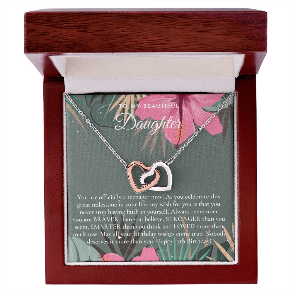 Gift For 13 Year Old Girl Gifts 13Th Birthday Girl 13Th Birthday Gift Thirteenth Birthday Necklace Teen Birthday Gift Official Teenager Interlocking Hearts Necklace