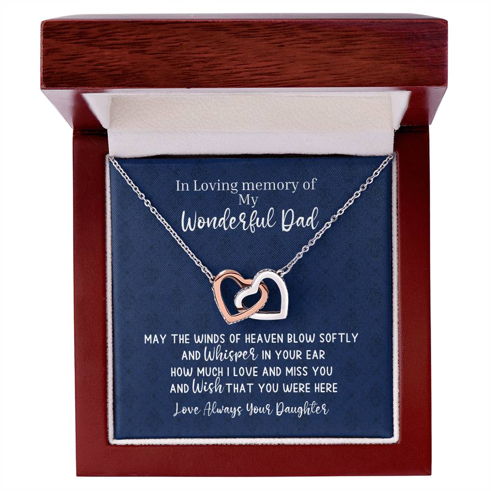 Dad Remembrance - 2 Hearts Necklace - Love Daughter Interlocking Hearts Necklace