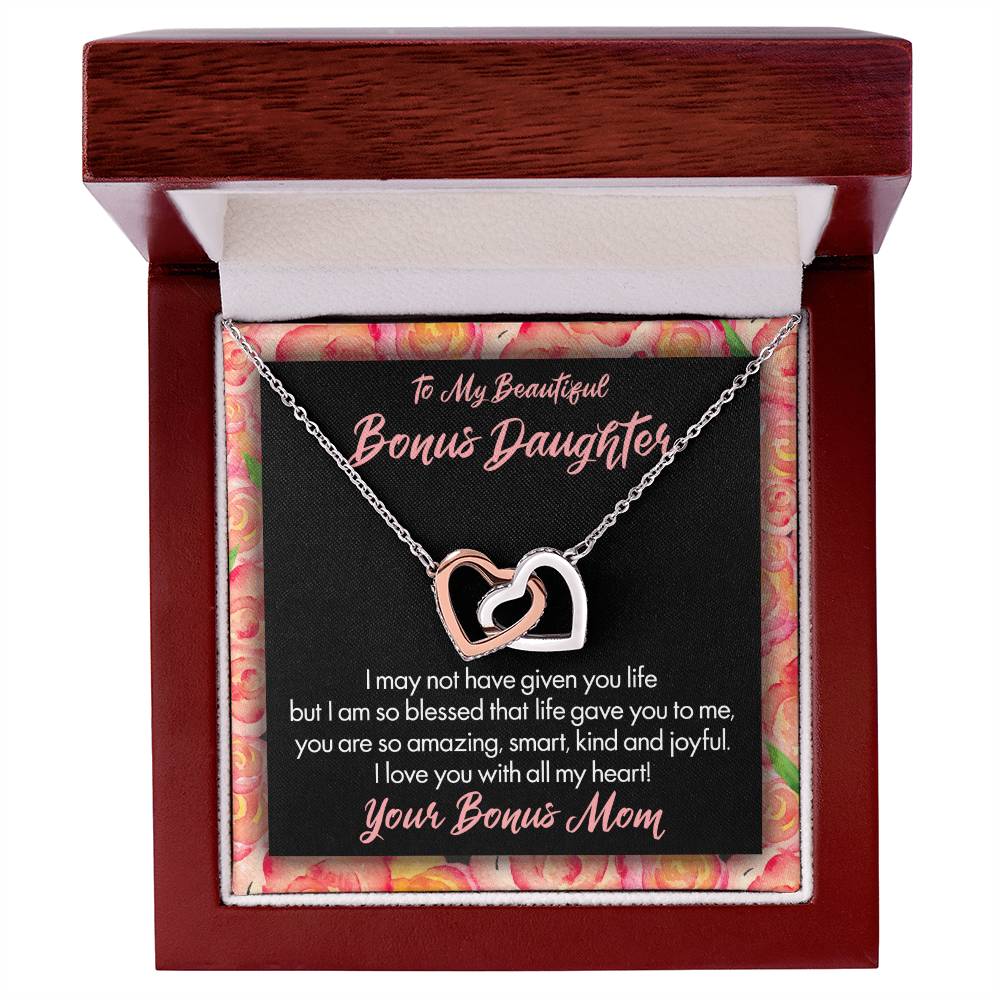 My Beautiful Bonus Daughter Interlocking Hearts Necklace