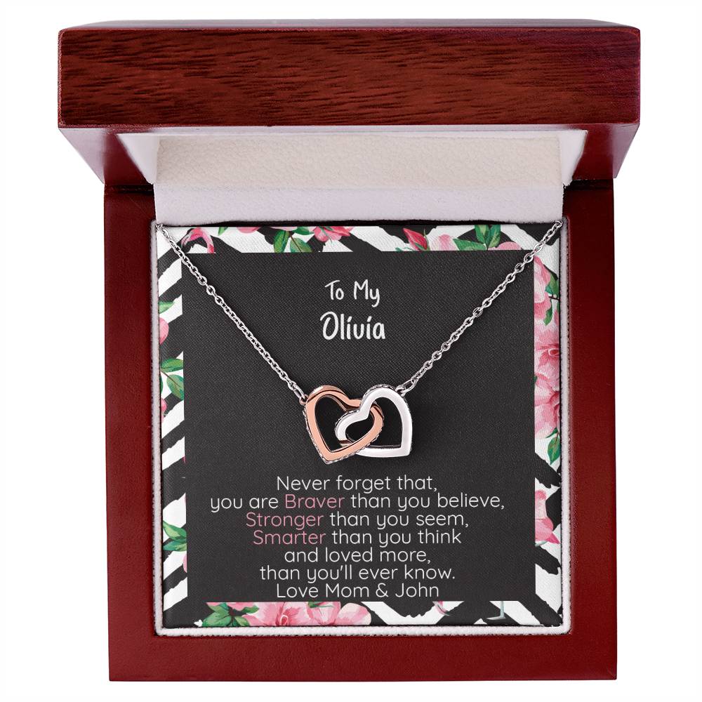 Daughter Conneced Hearts Braver Interlocking Hearts Necklace