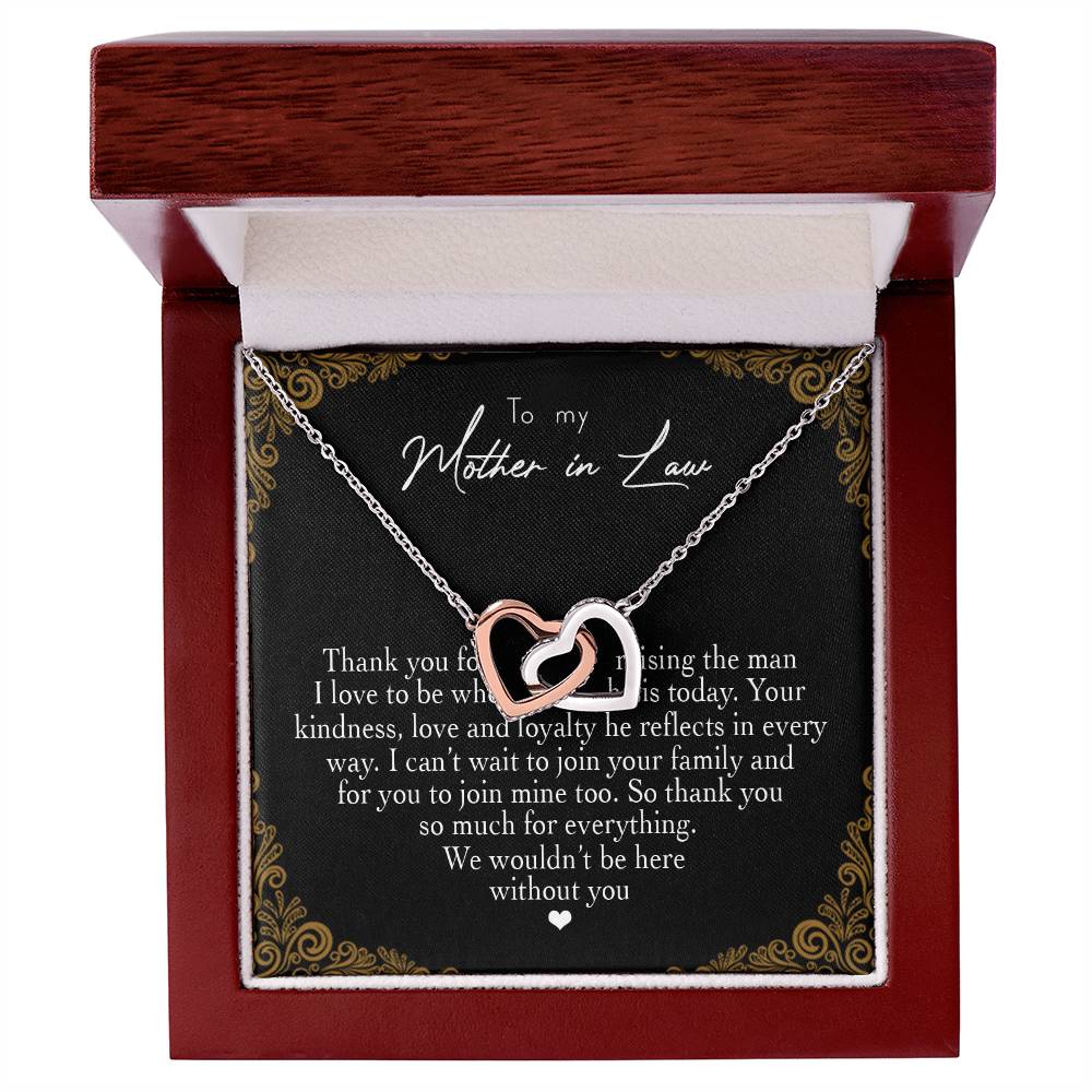 To My Mother In Law Thank You For Raising The Man I Love Heart Necklace Interlocking Hearts Necklace