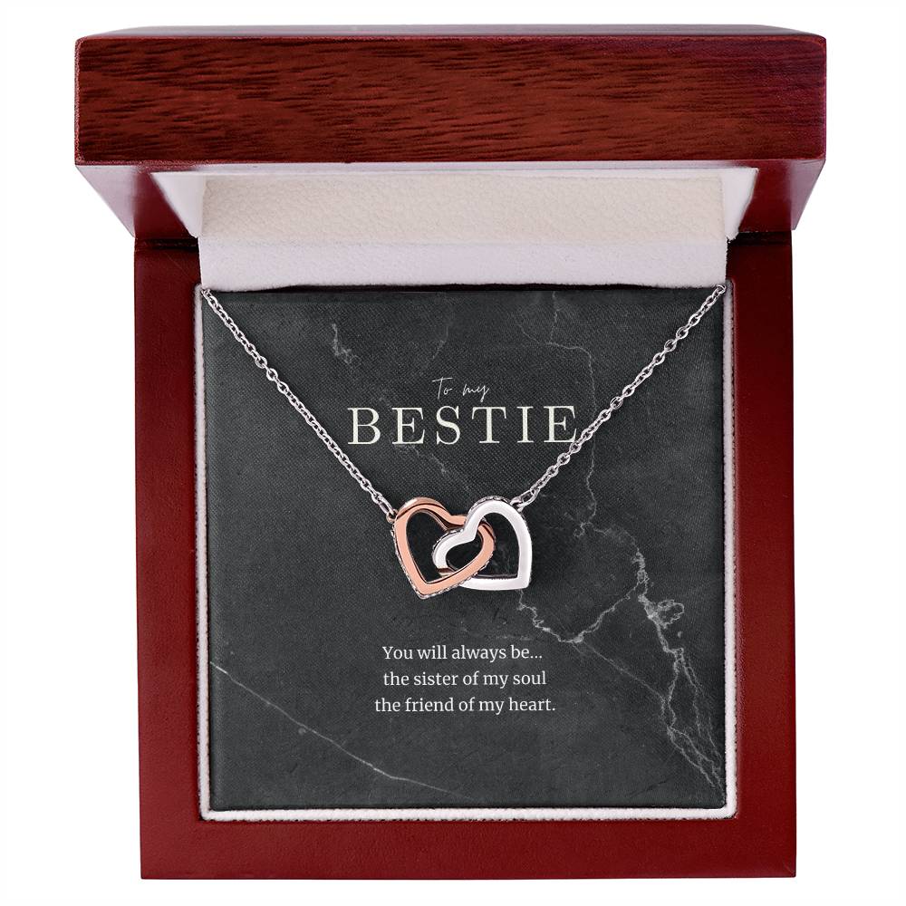 To My Bestie Interlocked Heart Necklace Interlocking Hearts Necklace