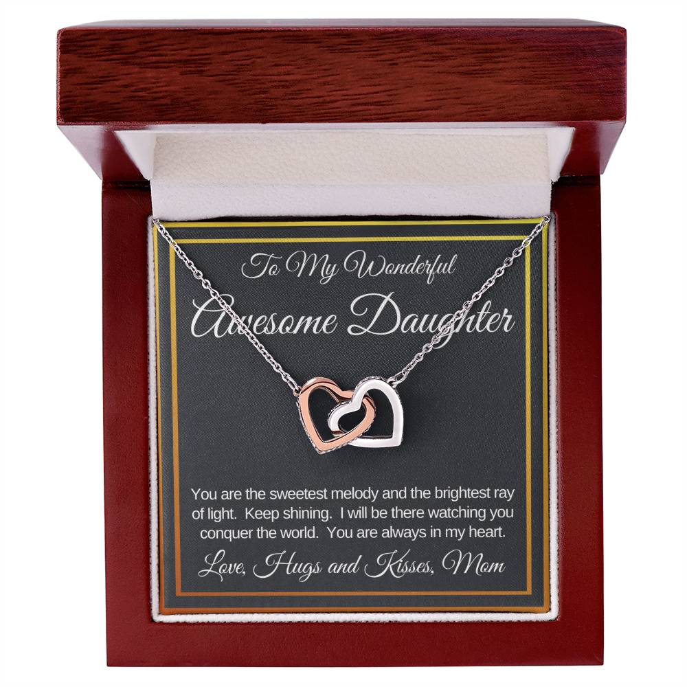Awesome Daughter Linked Hearts Necklace Gift From Mom Interlocking Hearts Necklace