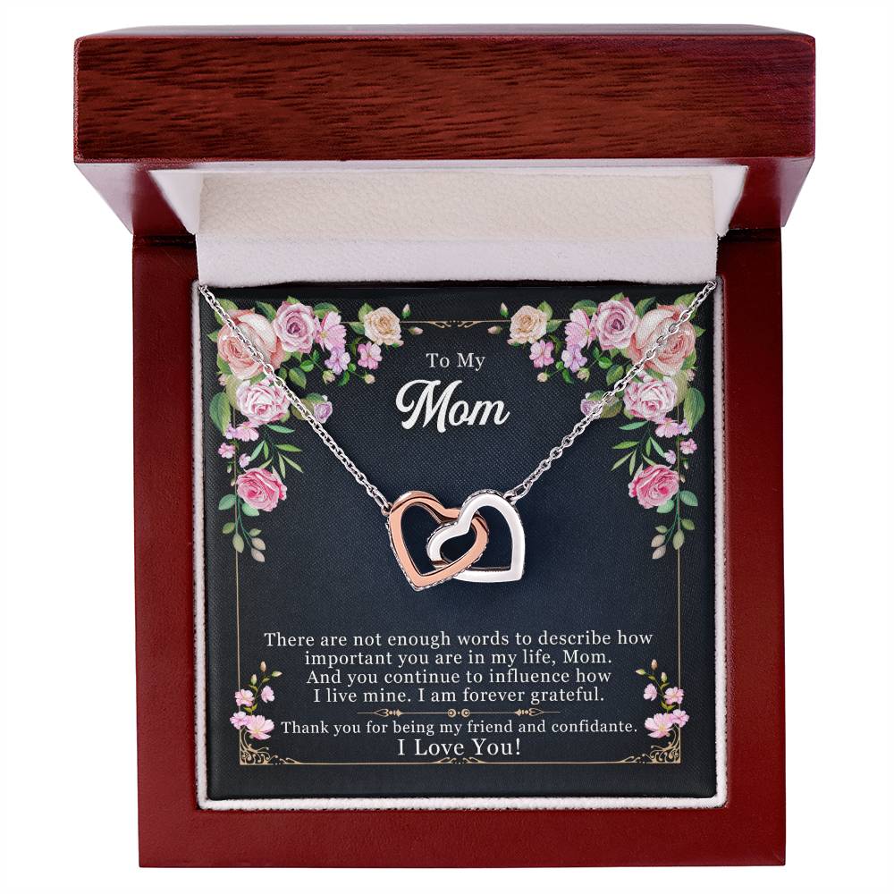 Mom - Friend And Confidante Interlocking Hearts Necklace