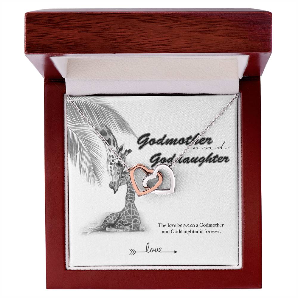 Godmother Goddaughter Gift Necklace Emotional Message Card Cute Giraffe Interlocking Hearts Necklace
