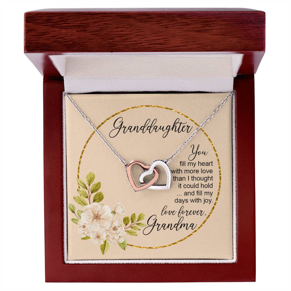 To Granddaughter From Grandmother You Fill My Days With Joy Heart Necklace Birthday Gift From Grandma Interlocking Hearts Necklace