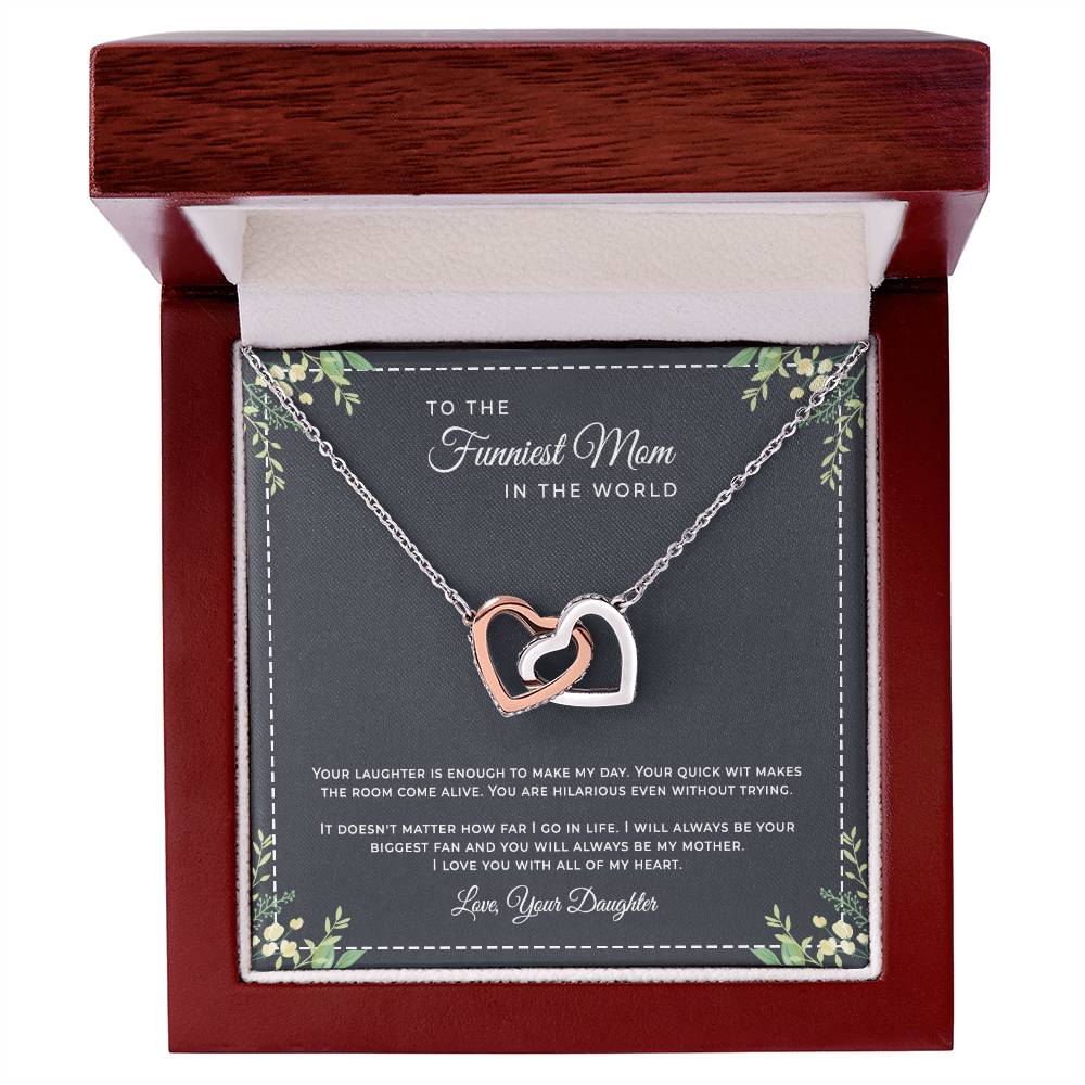 To The Funniest Mom In The World Interlocking Hearts Necklace