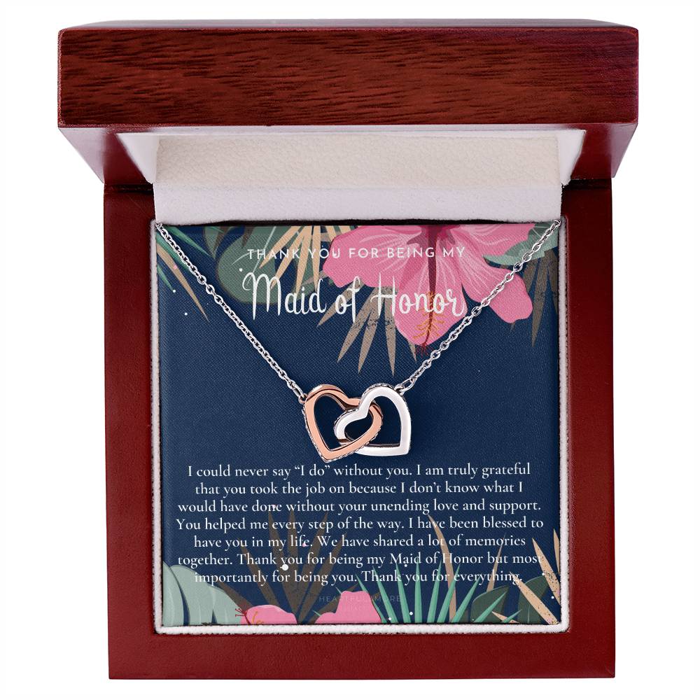 Maid Of Honor Thank You Gift From Bride Bridesmaid Gift Maid Of Honor Gift Necklace Matron Of Honor Gift Thank You Gift From Bride Interlocking Hearts Necklace
