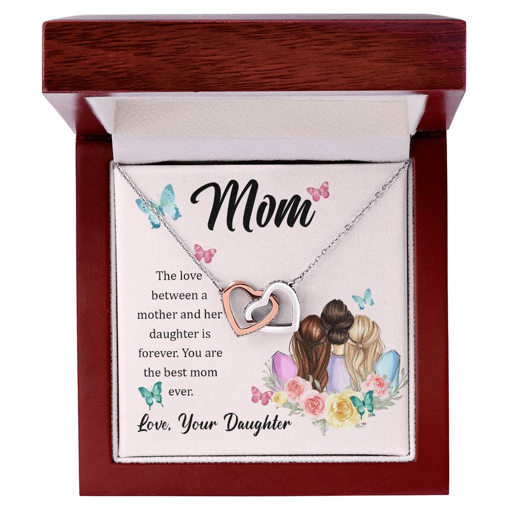 Dear Mom Interlocking Hearts Necklace