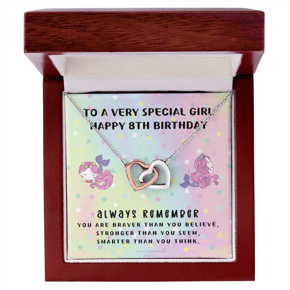 8Th Birthday Gift 8Th Birthday Necklace Gift Happy 8Th Birthday Gift Gift For 8 Year Birthday Girl Interlocking Hearts Necklace
