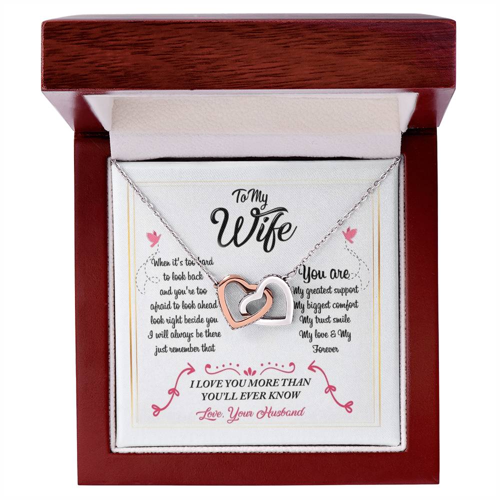To My Wife Necklace From Husband Interlocking Hearts Necklace