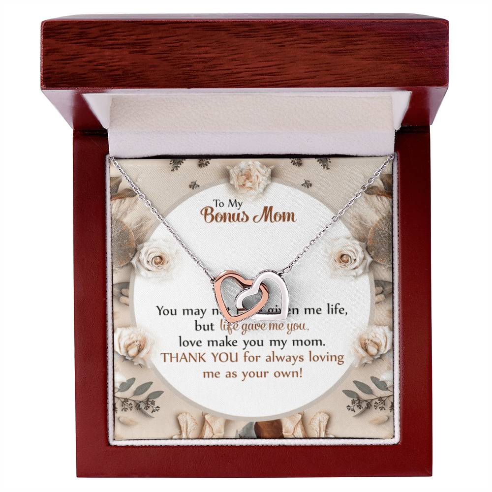 Gift For Bonus Mom - Loving Me As Your Own - The Interlocking Heart Necklace Interlocking Hearts Necklace