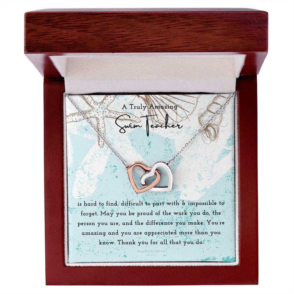 Gift For Swim Teacher Swim Teacher Appreciation Gift A Truly Amazing Swim Teacher Gift Interlocking Hearts Necklace