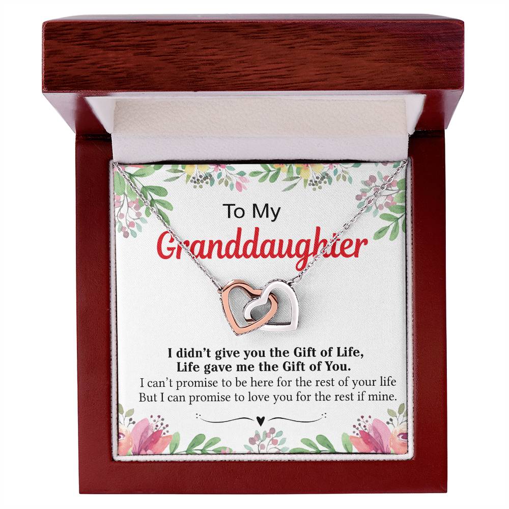 To My Granddaughter - I Love You For The Rest Of My Life Interlocking Hearts Necklace