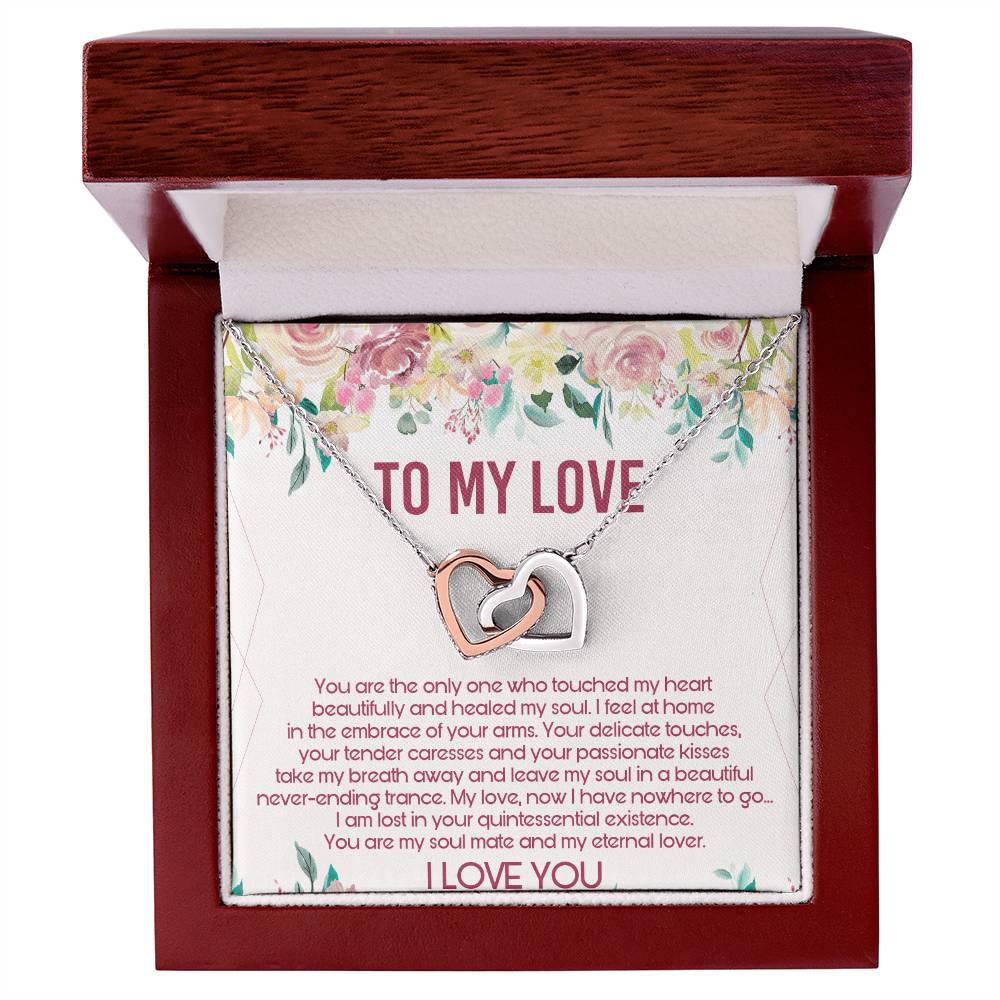 To My Love Interlocking Hearts Necklace Message Card