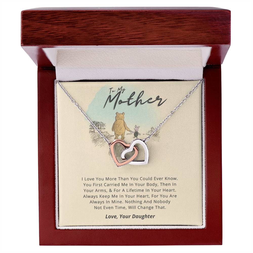 Gift For Mom From Daughter - Loved More Than You Know Necklace Gift Set Interlocking Hearts Necklace