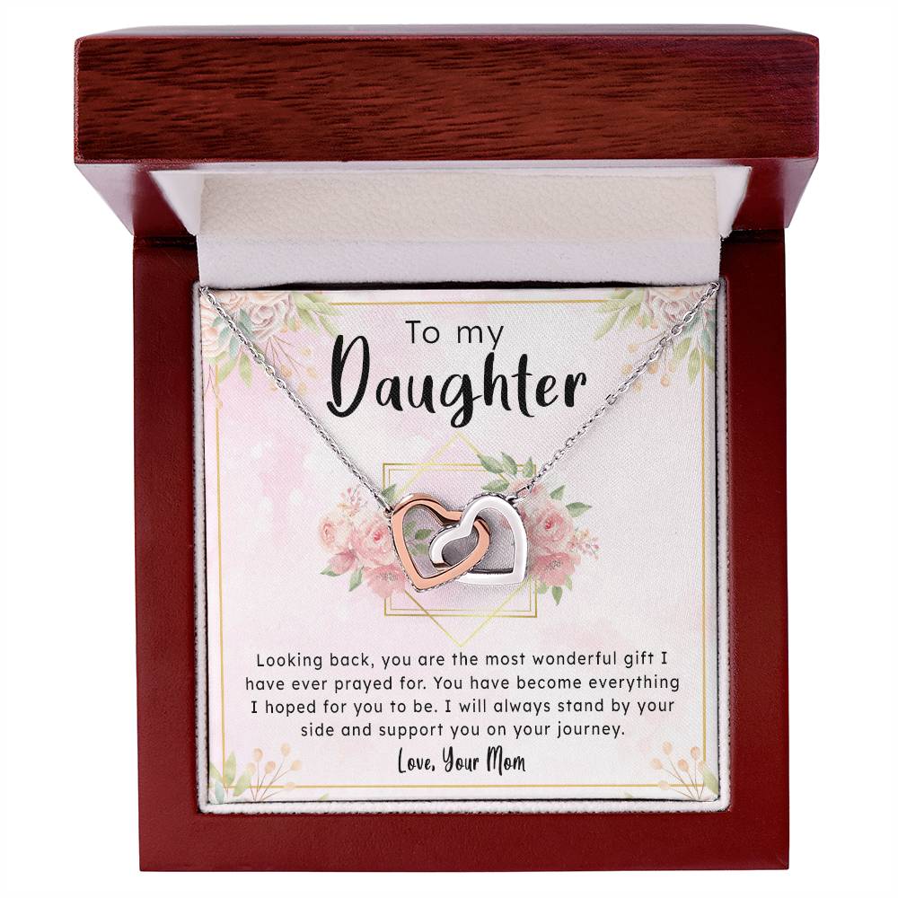 Gift To Daughter From Mom - Always By Your Side Interlocking Hearts Necklace