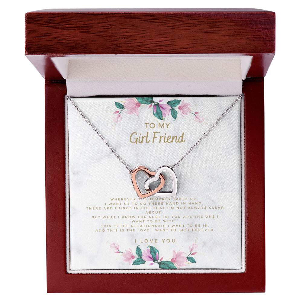 Wherever The Journey Takes Us Necklace Gift For Girlfriend From Boyfriend Interlocking Hearts Necklace