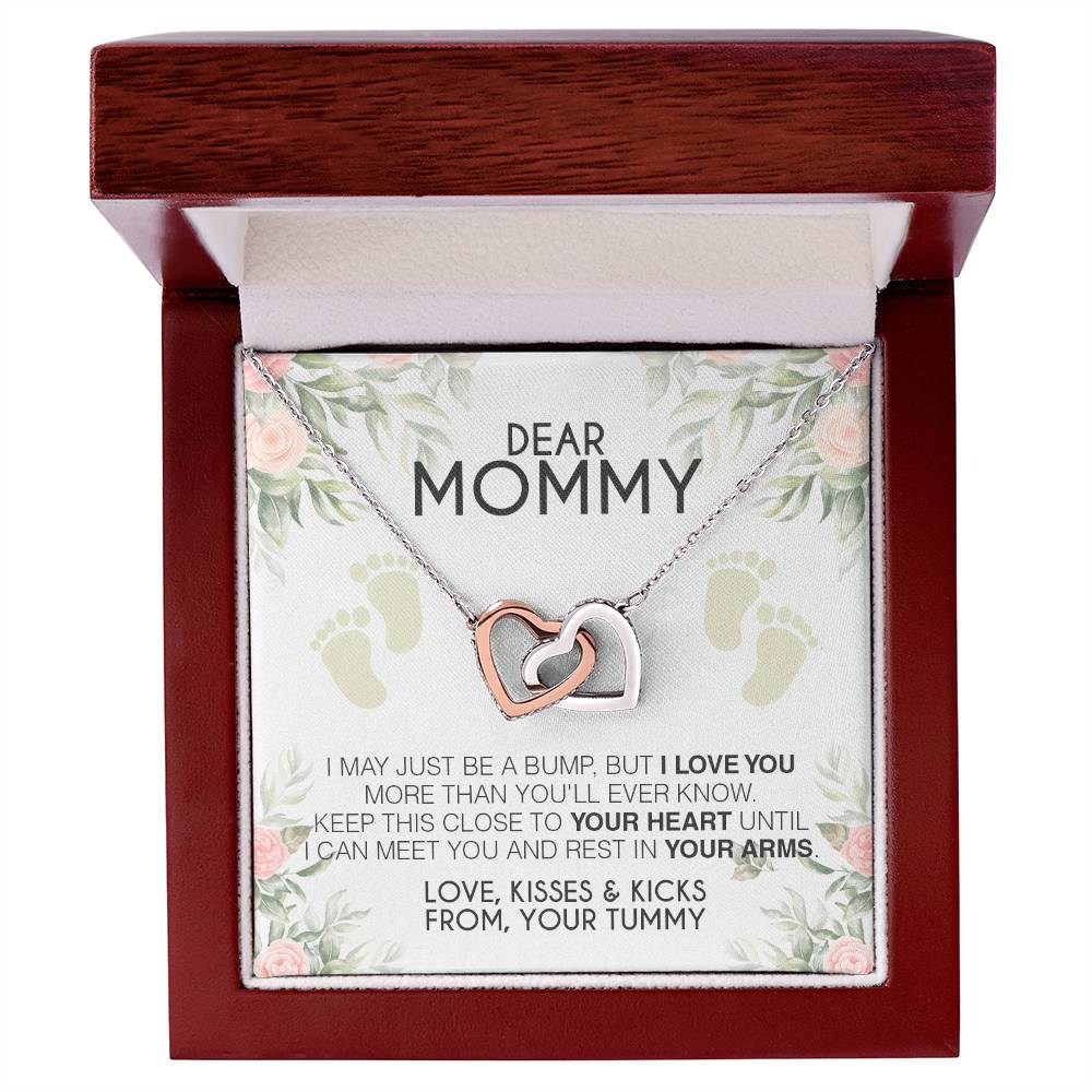 Dear Mommy - Love From Your Tummy- Necklace Interlocking Hearts Necklace