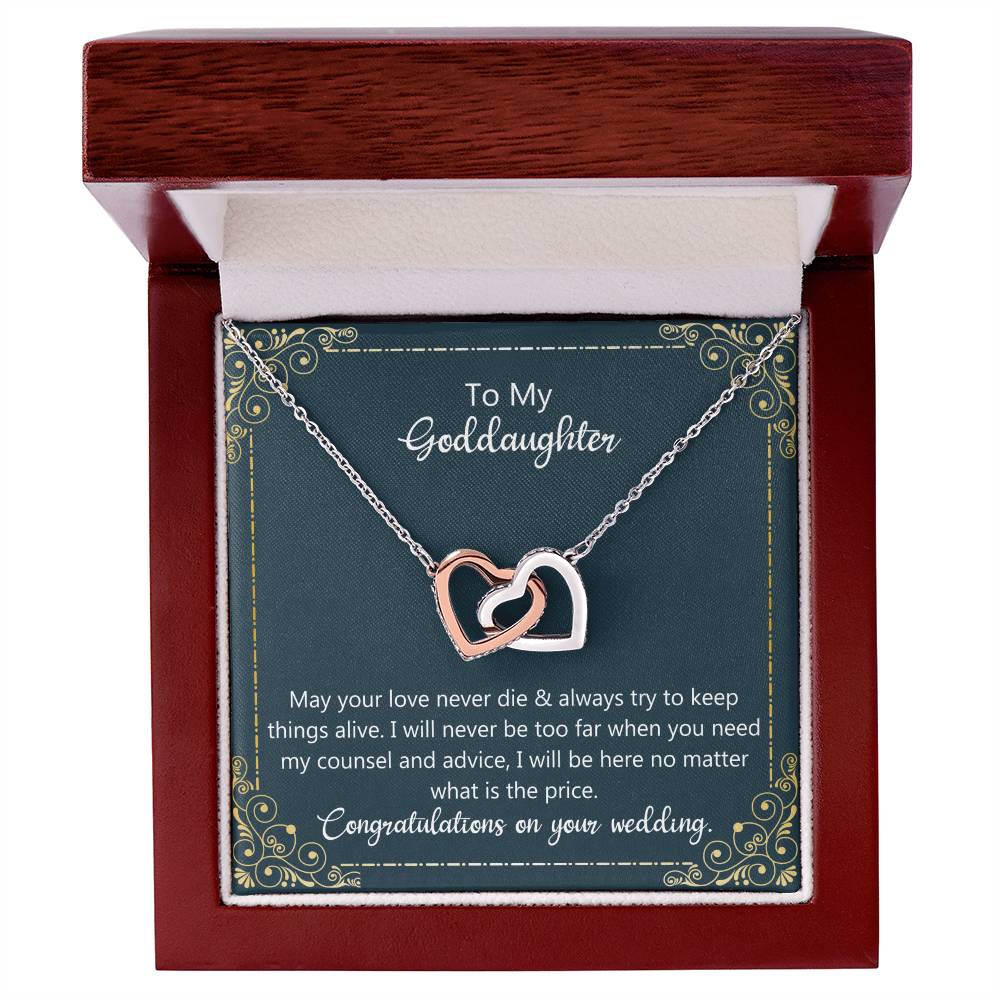 To My Goddaughter Wedding Gift - May Your Love Never Die Necklace Interlocking Hearts Necklace