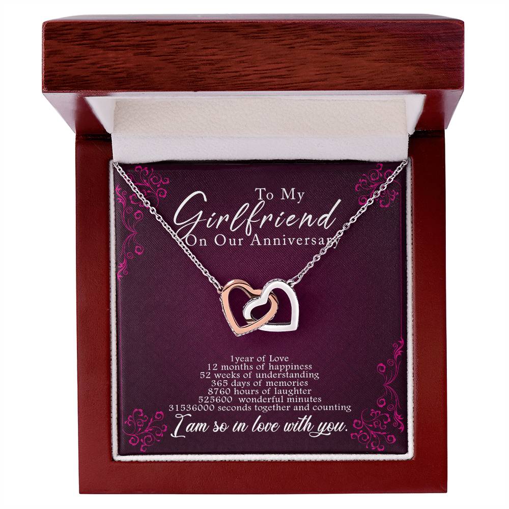 1 Anniversary Girlfriend Interlocking Hearts Necklace