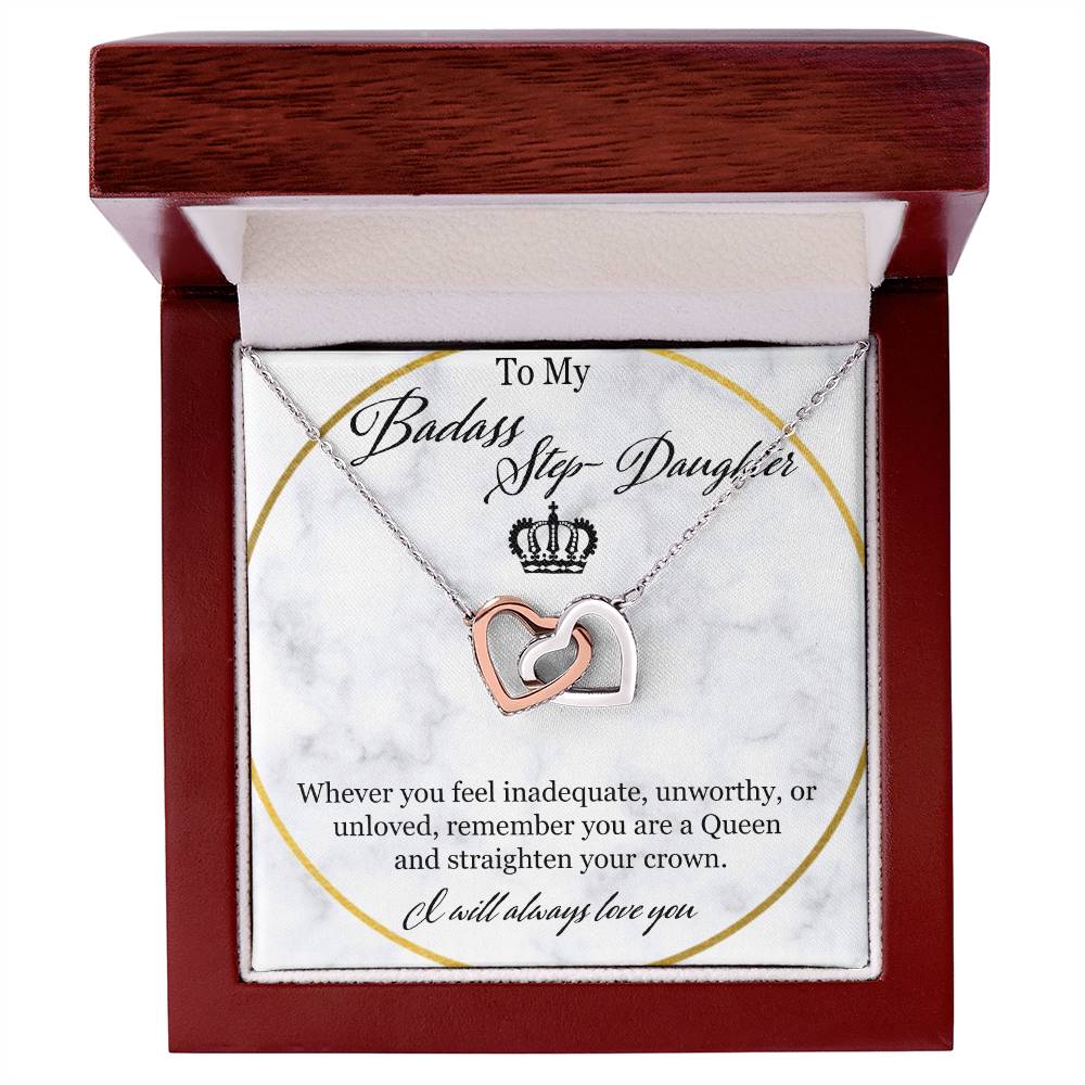 To My Badass Stepdaughter Interlocking Hearts Necklace