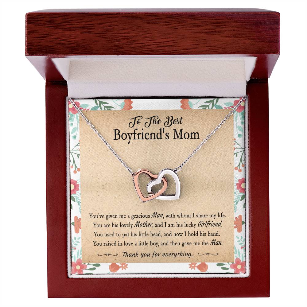 Gift For Boyfriend'S Mom - You'Ve Given Me A Gracious Man 2 - Interlocking Interlocking Hearts Necklace