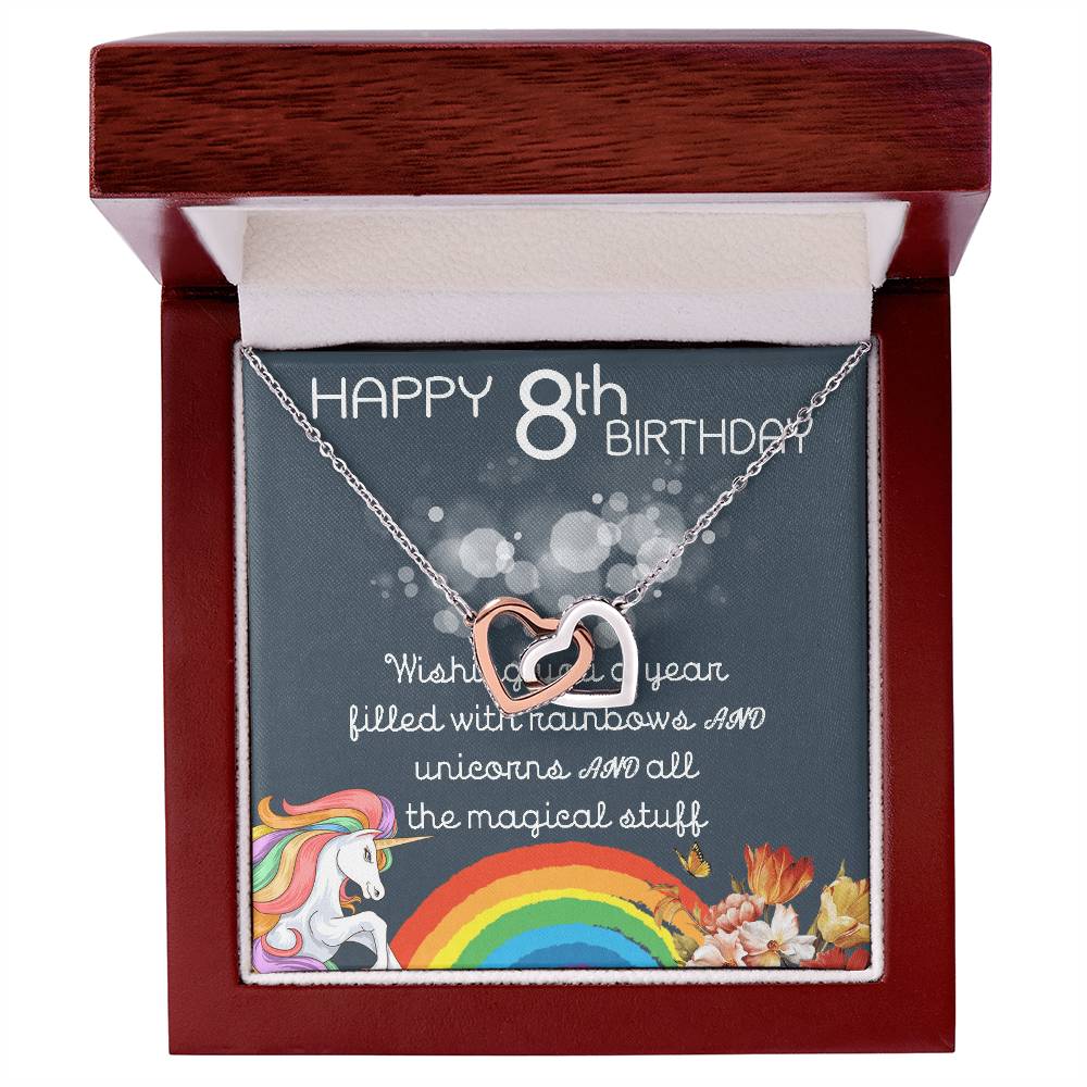 8Th Birthday Necklace Gifts For Girls Cute Unicorn 8 Years Old Girl Jewelry Gift For Daughter Niece Interlocking Necklace Xu246Il01 Interlocking Hearts Necklace