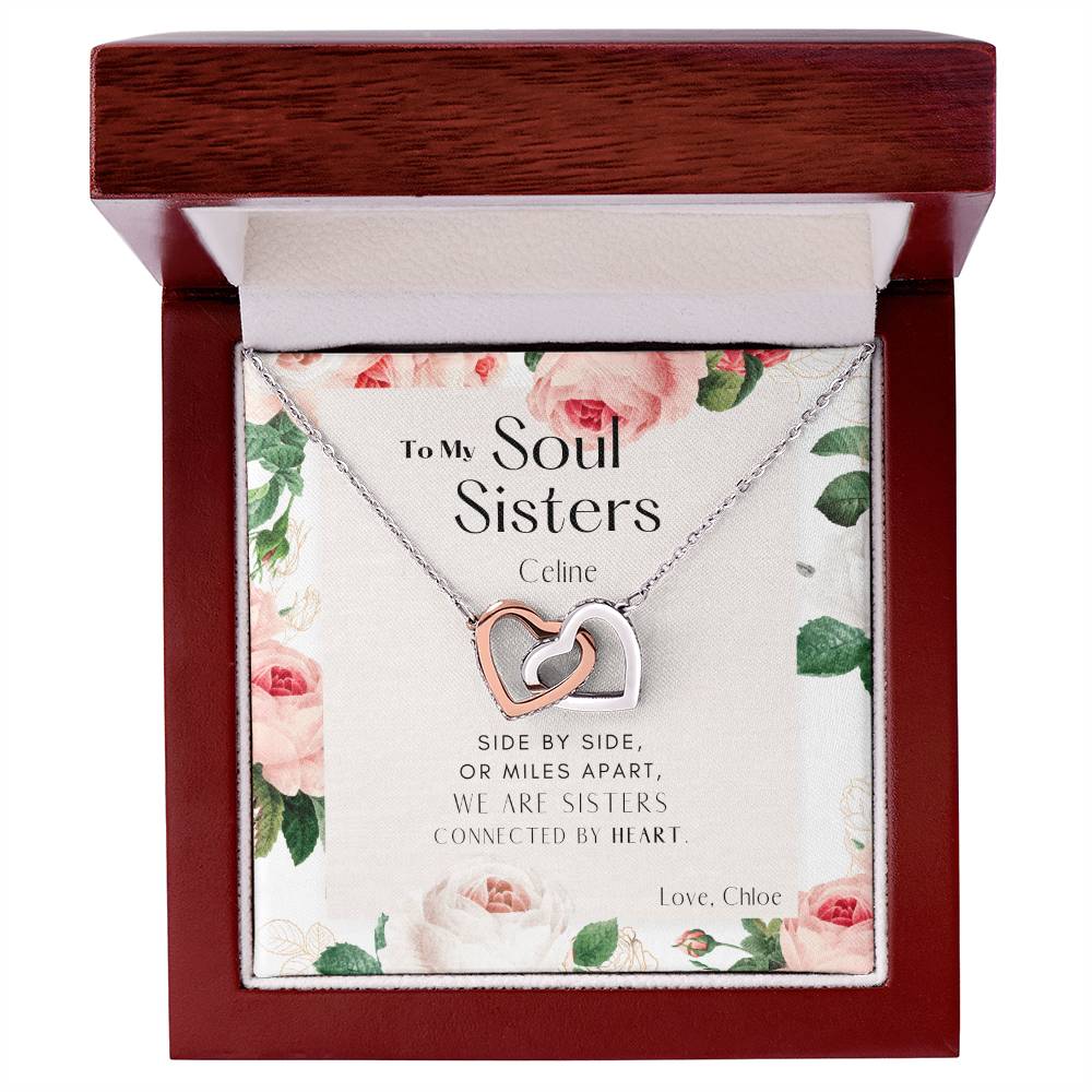 To My Soul Sister Interlocking Hearts Necklace