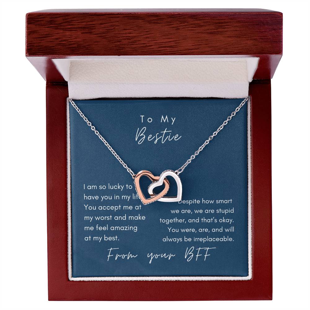 Lucky To Have Friend Necklace Interlocking Hearts Necklace
