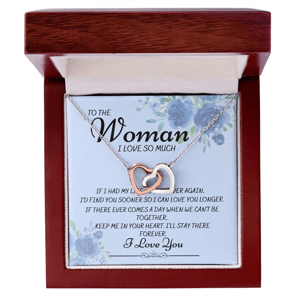 To The Woman I Love So Much-Interlocking Heart Necklace Interlocking Hearts Necklace
