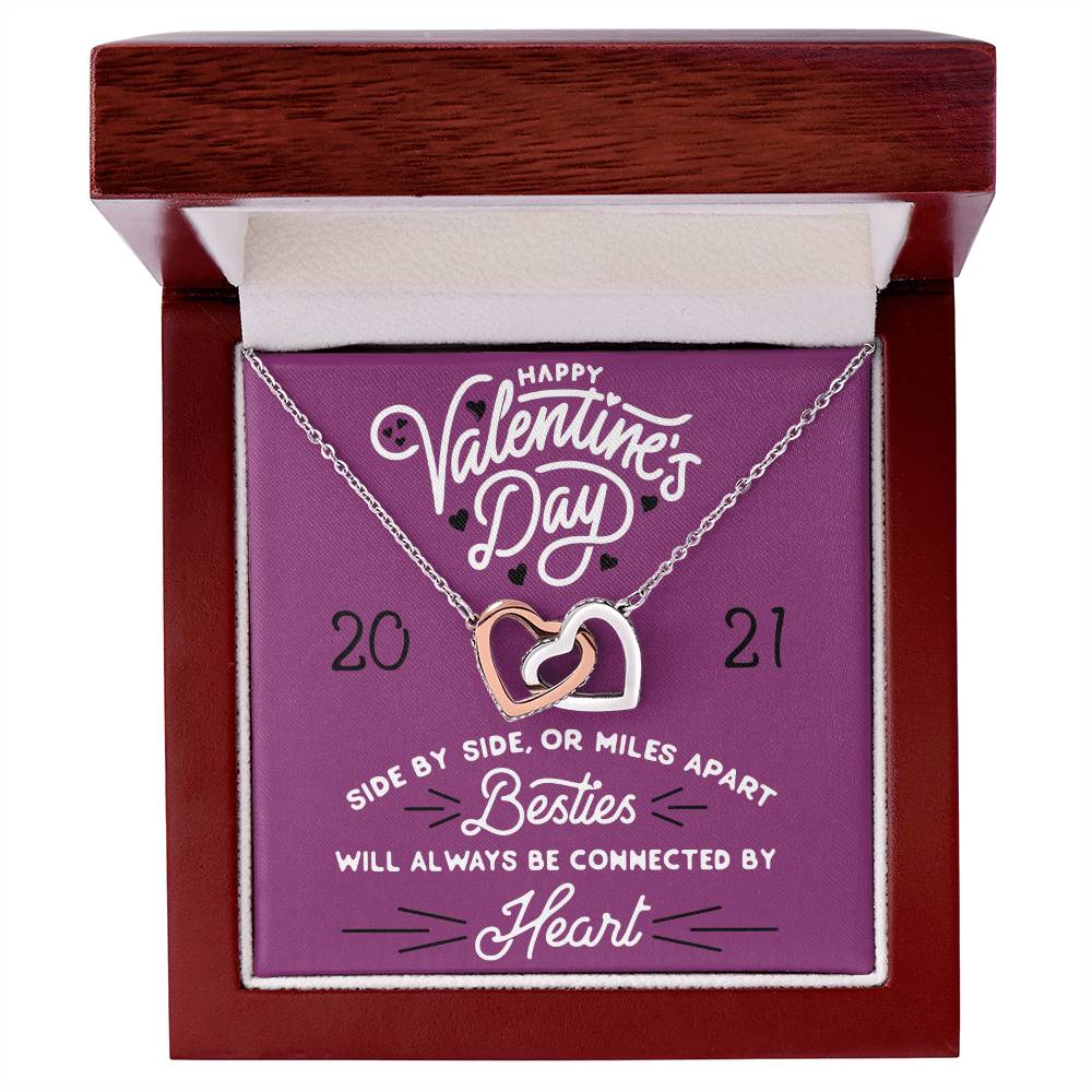 Besties Will Always Be Connected By Heart Interlocking Hearts Necklace