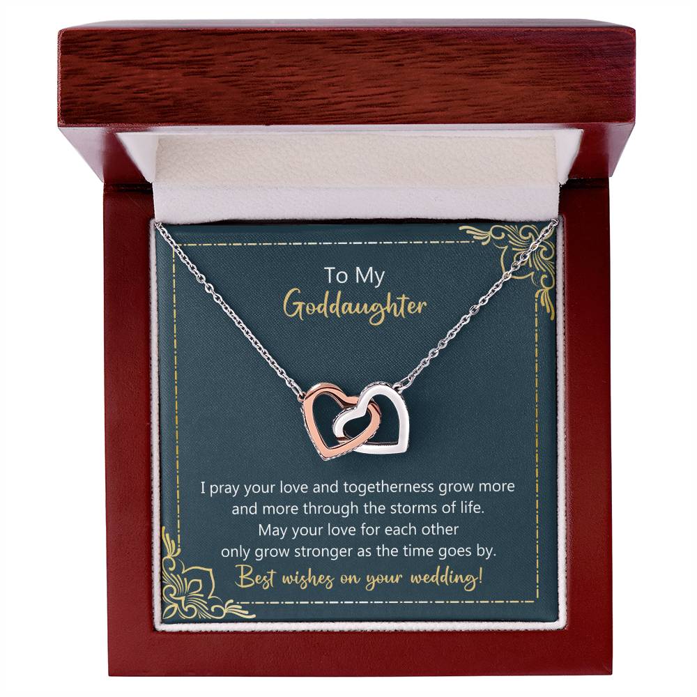 To My Goddaughter May Your Love Grow Stronger Necklace Interlocking Hearts Necklace
